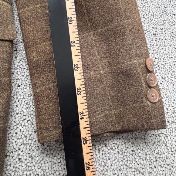 Hart Schaffner Marx Windowpane Plaid Blazer 44L Brown Sport Jacket Parisian Wool - Picture 16 of 16